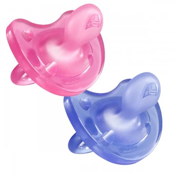 CHICCO CHUPE SILICONA TODOGOMA ROSA/LILA 12M 2U