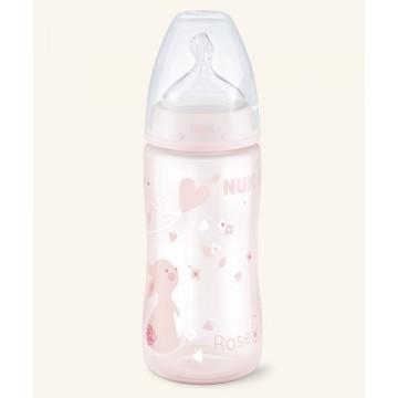 NUK BIBERON ROSE&BLUE SILICONA T.M 300ML ROSA