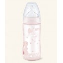 NUK BIBERON ROSE&BLUE SILICONA 0-6M 300ML ROSA