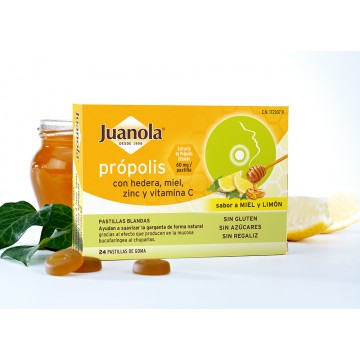 JUANOLA PROPOLIS HIEDRA PASTILLAS MIEL LIMON 24U