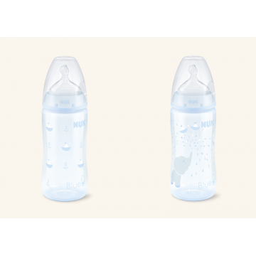 NUK BIBERON R&B SILICONA (0-6M) 300ML AZUL
