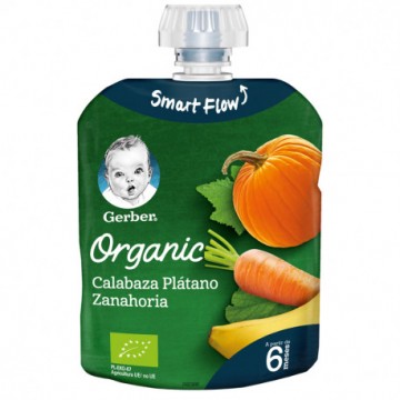 GERBER POUCH ORGANIC CALABAZA PLATANO ZANAHORIA