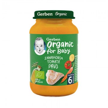 GERBER ORGANIC ZANAHORIA TOMATE PAVO 190 GR