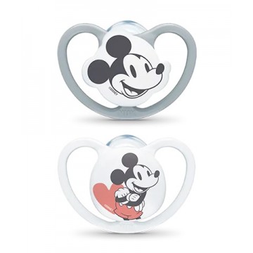 NUK CHUPETE SILICO SPACE MICKEY 18-36M GRIS 2UND