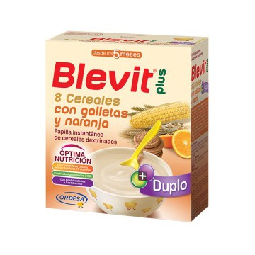BLEVIT PLUS DUPLO 8 CEREALES, NARANJA Y GALLETAS