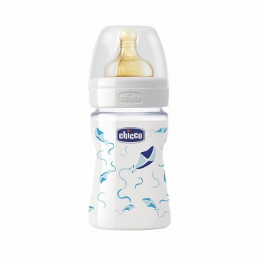 CHICCO BIBERON CRISTAL AZUL T CAUCHO 0M+ 150 ML