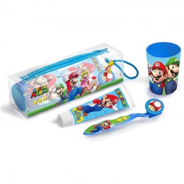 SUPERMARIO NECESER DENTAL CEPILLO+VASO+PASTA