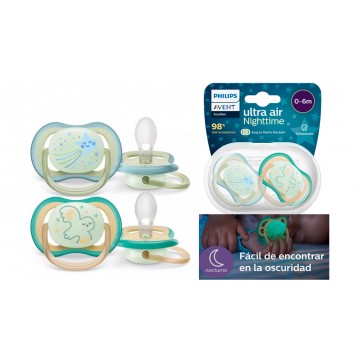 AVENT CHUPETE SILICONA NOCTURNO 0-6 M 2 U NIÑO