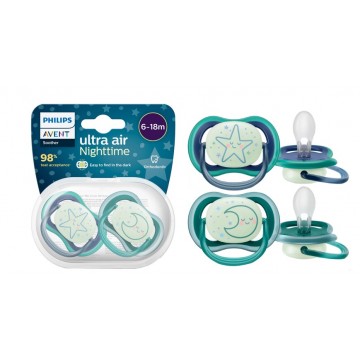 AVENT CHUPETE SILICONA NOCTURNO 6-18 M 2 U NIÑO