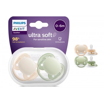 AVENT CHUPETE SILICONA ULTRA SOFT 0-6 M 2 U NIÑO