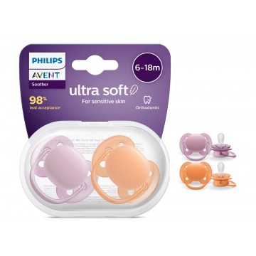 AVENT CHUPETE SILICONA ULTRA SOFT 6-18M 2 U NIÑA
