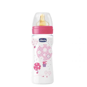 CHICCO BIBERON CAUCHO 4M+ 330 ML ROSA