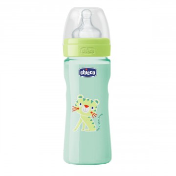 CHICCO BIBERON VERDE SILICONA +2MESES 250 ML