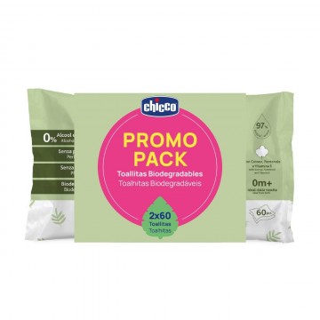 CHICCO BIPACK TOALLITAS BIODEGRADABLEA 2X60 U